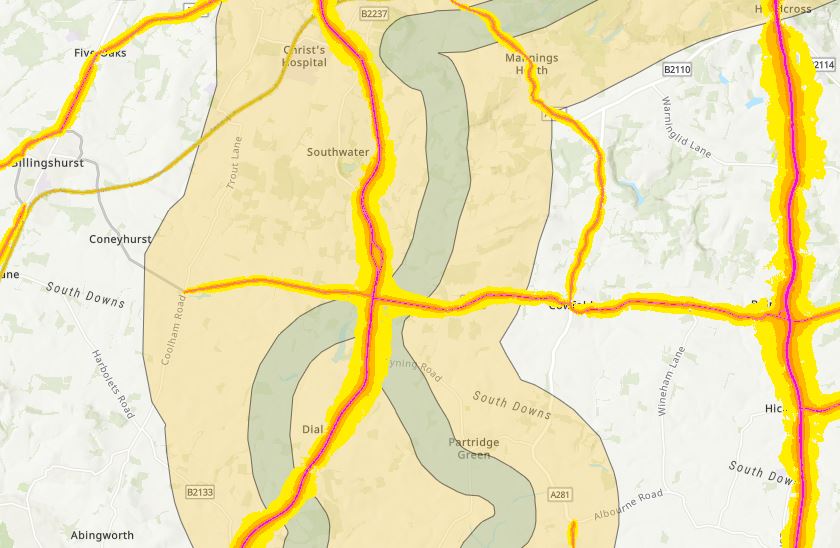 Weald to Waves pressures map